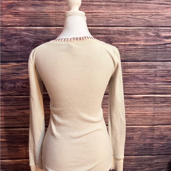 “We The Free” Cream and Pink Embroidered Long Sleeve Thermal Henley - Picture 4 of 9